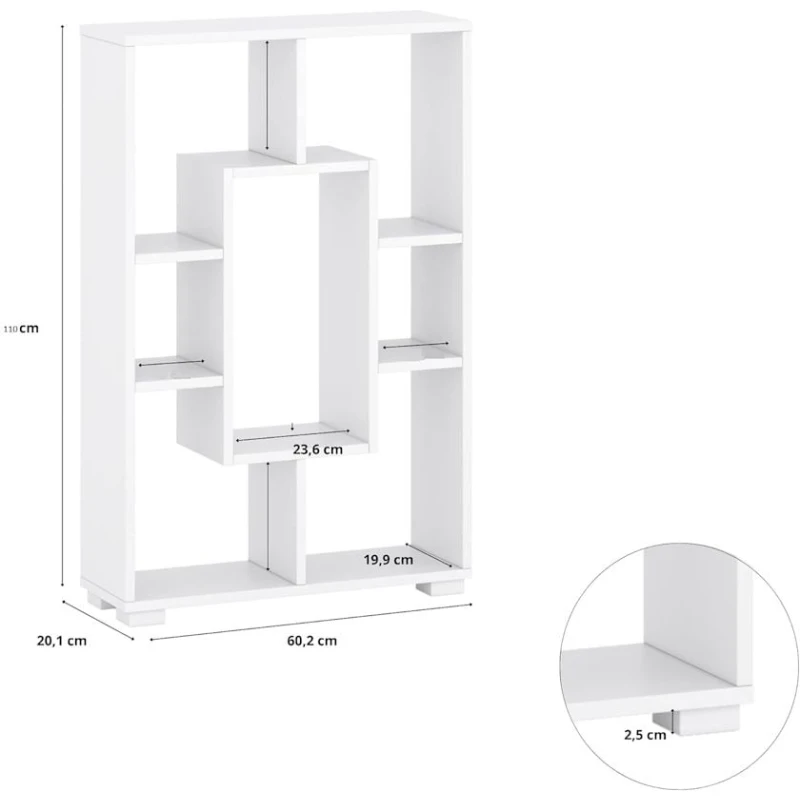 Шкаф книжный Tier 12115573, ЛДСП, белый, 110x60x20 см Шкаф книжный Tier 12115573, ЛДСП, белый, 110x60x20 см