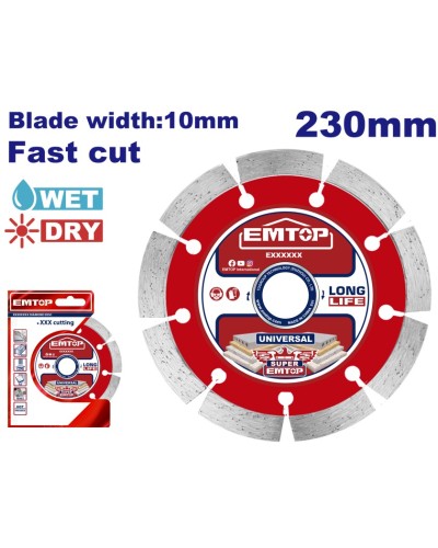 Almaz kəsmə diski Emtop EDDC012302, 230x10x22.2 mm