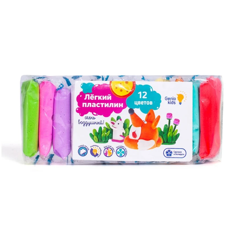 Легкий пластилин Genio Kids, 12 цветов, 120 г Легкий пластилин Genio Kids, 12 цветов, 120 г