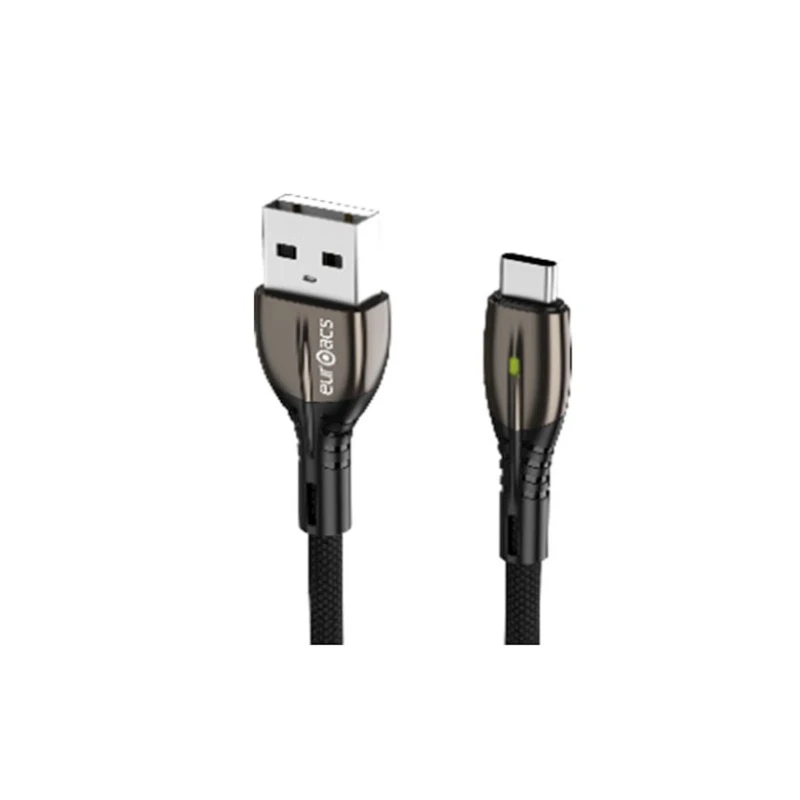 USB kabel Euroacs EUC-Z008 1m 3A Type-C Black