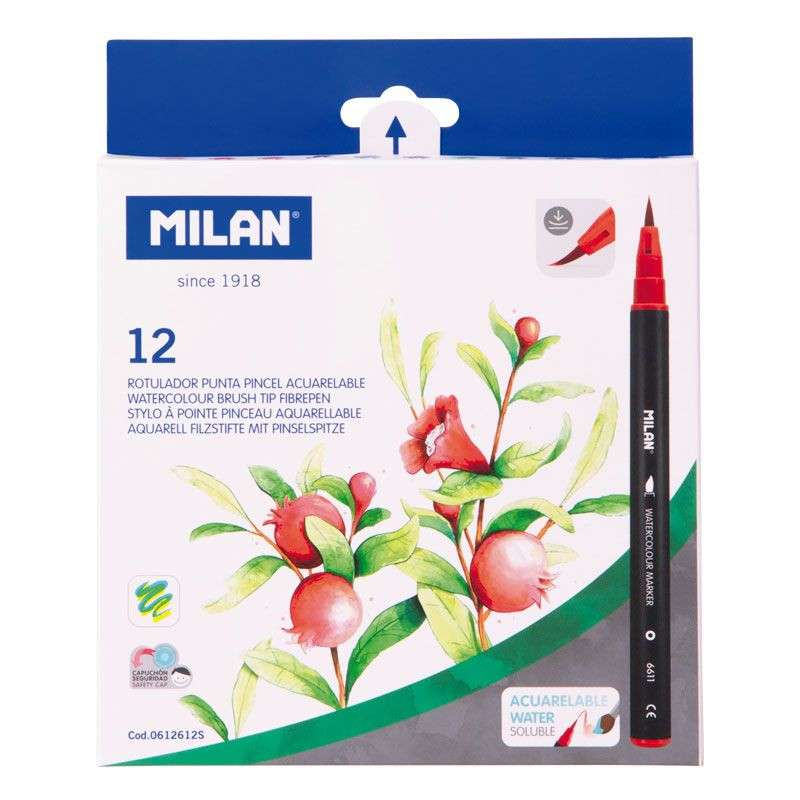 Набор фломастеров Milan Watercolor Brush, 12 шт Набор фломастеров Milan Watercolor Brush, 12 шт