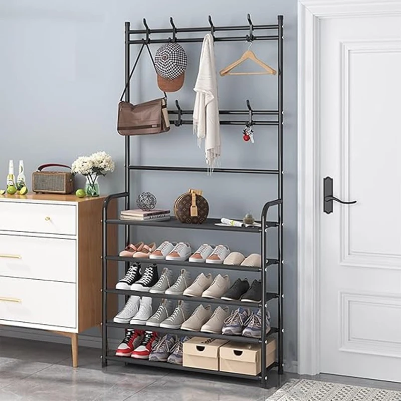 Вешалка с полками FF-UU-009, черная, 80x26x170 см Вешалка с полками FF-UU-009, черная, 80x26x170 см