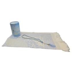 Подарочный набор Mercan 20003 (коврик для намаза 110x70 см + четки), хлопок, голубой