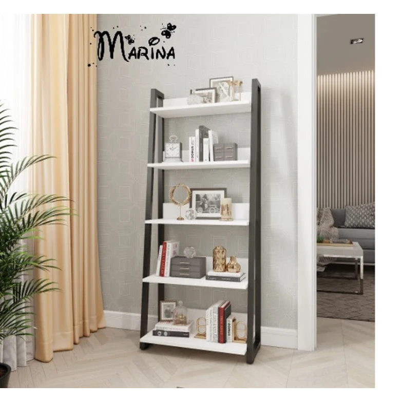 Стеллаж Marina 3563_M25StelUrbWhbl, ЛДСП/металл, 157x37x66 см, белый/черный