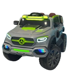 Uşaq elektrik avtomobili G65-4x4 Mercedes GL azr352, işıqlı faralar, dəri salon, MP3, pult, yükləmə cihazı, gümüşü/yaşıl, 1-5 yaş