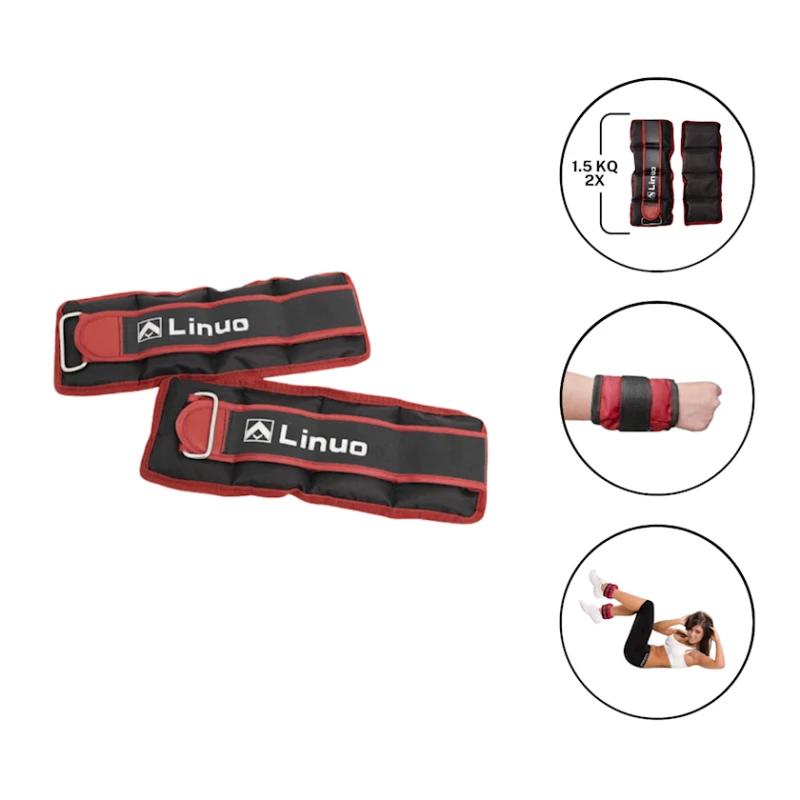 Ayağlar və əllər üçün ağırlıq Linuo 1131, 1.5+1.5 kq, qara/qırmızı Ayağlar və əllər üçün ağırlıq Linuo 1131, 1.5+1.5 kq, qara/qırmızı