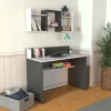 Письменный стол ev_12116196, ламинат, серый/белый, 114x56x78 см