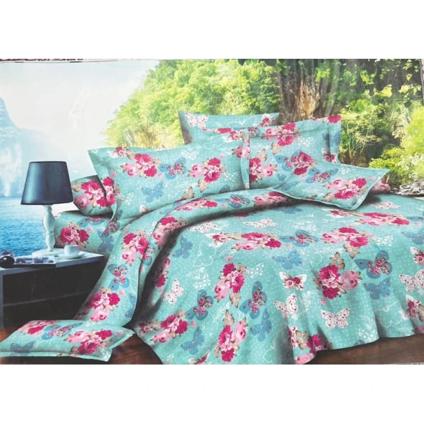 Комплект постельного белья MiraNova CTS-555, сатин, голубой, простыня 200х220 см, пододеяльник 200x220 см, наволочка 50x70 см (2 шт)