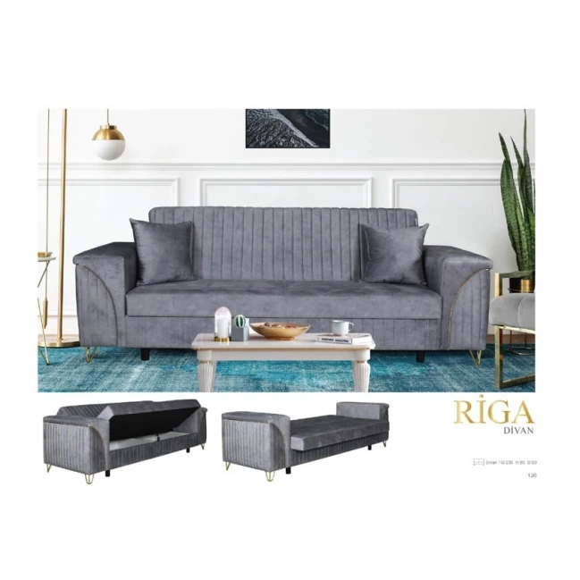 Диван Riga, 230x80x80 см, серый Диван Riga, 230x80x80 см, серый