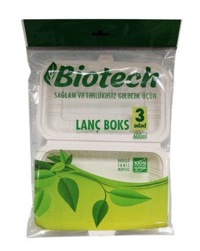 Birdəfəlik lanç qabı Biotech, 600 ml, 3 əd