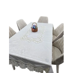 Süfrə SHA-2971, 100x150 sm, velür, ağ