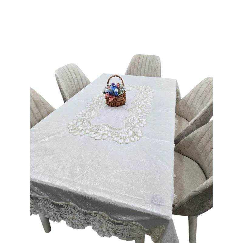 Süfrə SHA-2971, 100x150 sm, velür, ağ