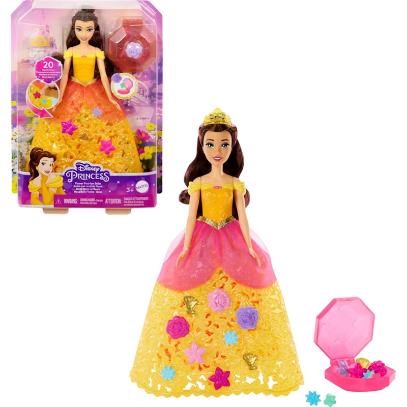 Кукла Mattel Disney Princess Flower Fashion Belle HWB41, 30 см, 3+ лет
