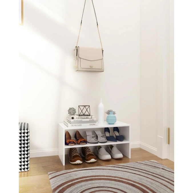 Подставка для обуви Art Mebel 4, ламинат, белая, 45х60х30 см Подставка для обуви Art Mebel 4, ламинат, белая, 45х60х30 см