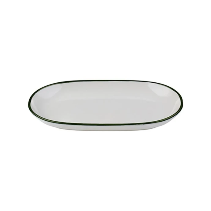 Блюдо ID-Fine Modest Green, фарфор, белая/зеленая, 33x21 см Блюдо ID-Fine Modest Green, фарфор, белая/зеленая, 33x21 см
