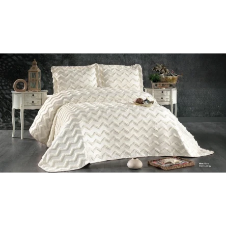 Набор с наволочками Guzide Delfin Pike GZ8, покрывало 260х260 см, наволочки 50х70 см 2 шт, двуспальный, бежевый