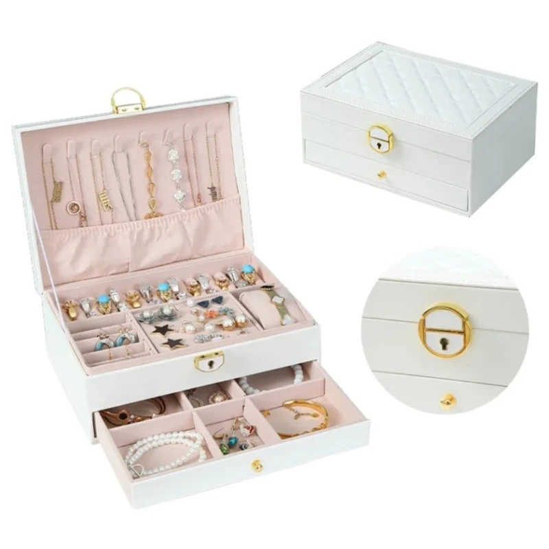 Органайзер для украшений, искусственная кожа 23x17x7 см, белый