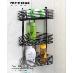 Полка угловая для ванной vm398, металл, черная, трехъярусная, 24x24x52 см Полка угловая для ванной vm398, металл, черная, трехъярусная, 24x24x52 см