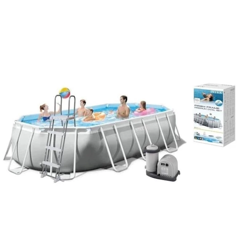 Бассейн каркасный Intex H26225588796NP, 503x274x122 см, 13365 л, серый Бассейн каркасный Intex H26225588796NP, 503x274x122 см, 13365 л, серый