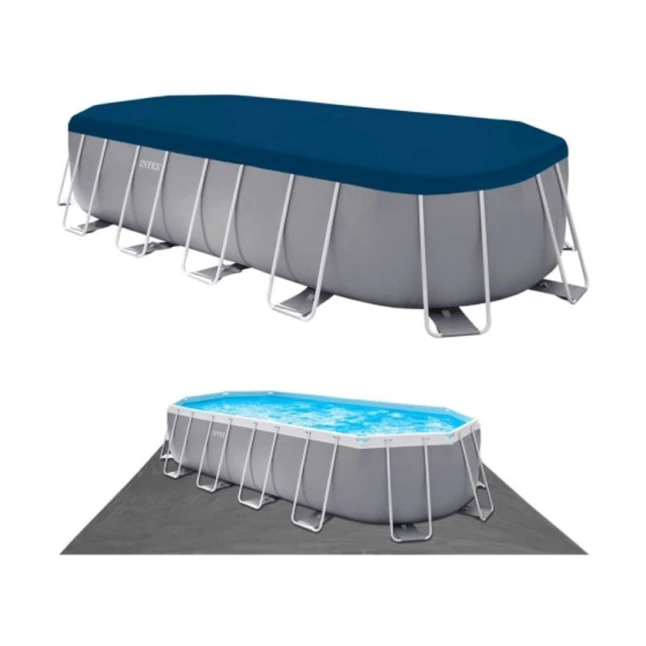 Бассейн каркасный Intex H26225588796NP, 503x274x122 см, 13365 л, серый Бассейн каркасный Intex H26225588796NP, 503x274x122 см, 13365 л, серый