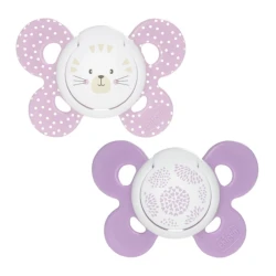 Набор пустышек Chicco Physio Comfort Girl, 6-16 месяцев, силикон, 2 шт, фиолетовый