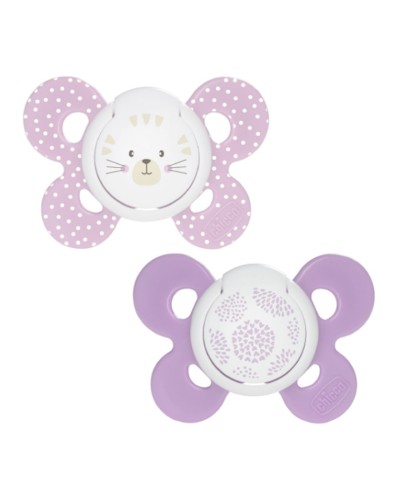 Əmziklər dəsti Chicco Physio Comfort Girl, 6-16 ay, silikon, 2 əd, bənövşəyi