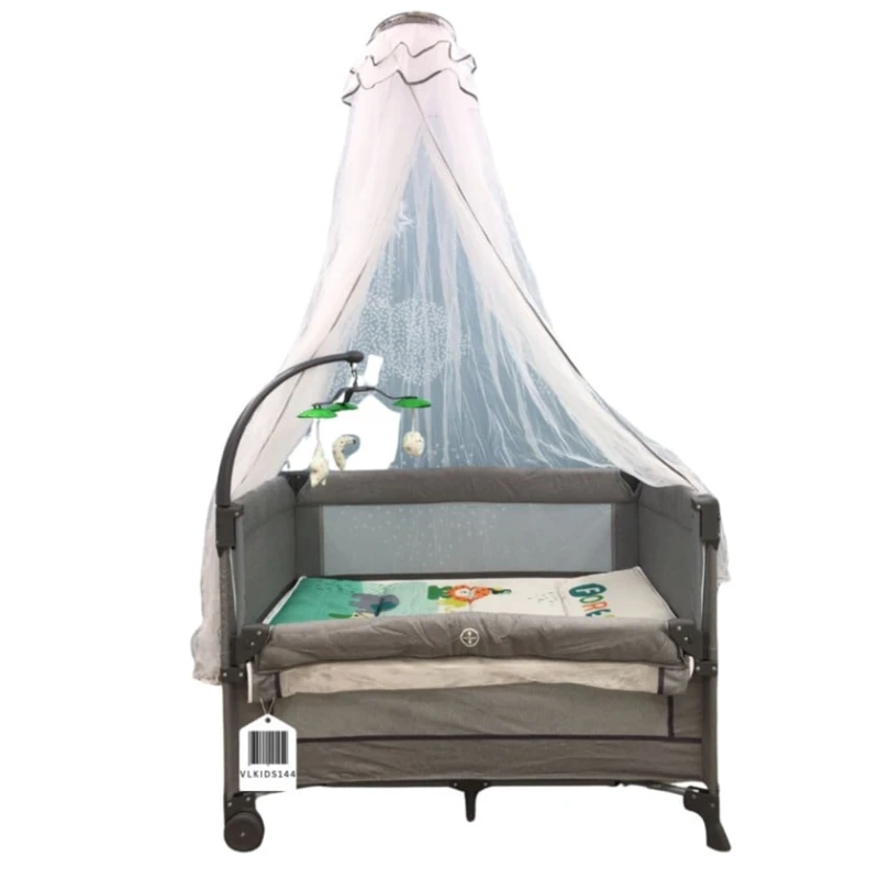 Манеж-кровать Cool Baby VL-KIDS-144, серая, 100х60х74 см