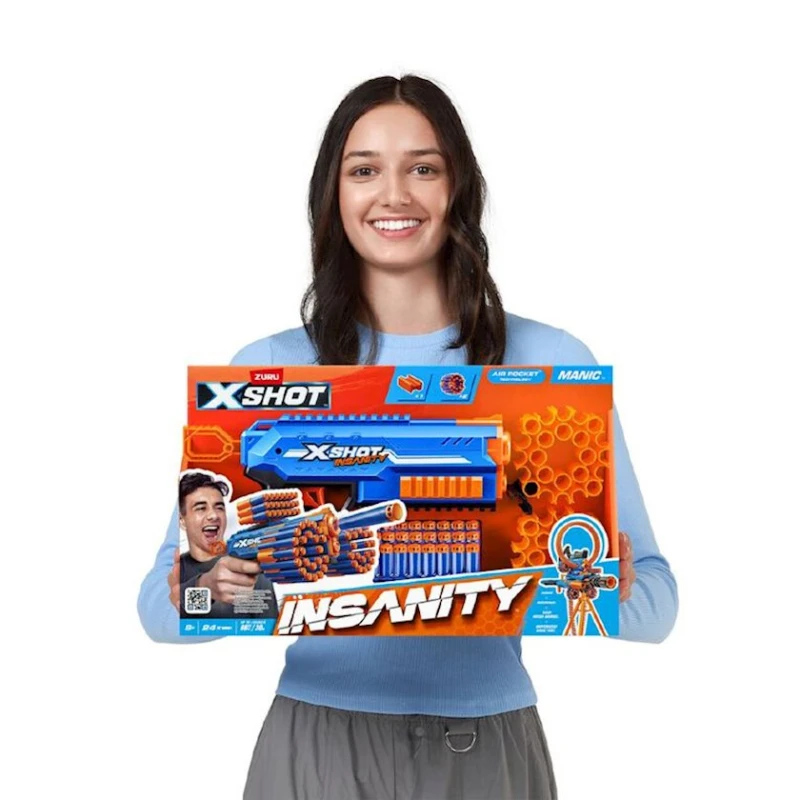 Бластер Zuru X-Shot Insanity Manic, 24 дротика, 8+, голубой