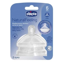 Насадка соски для бутылочек Chicco Natural Feeling для каш, силикон, 6 м+, 2 шт