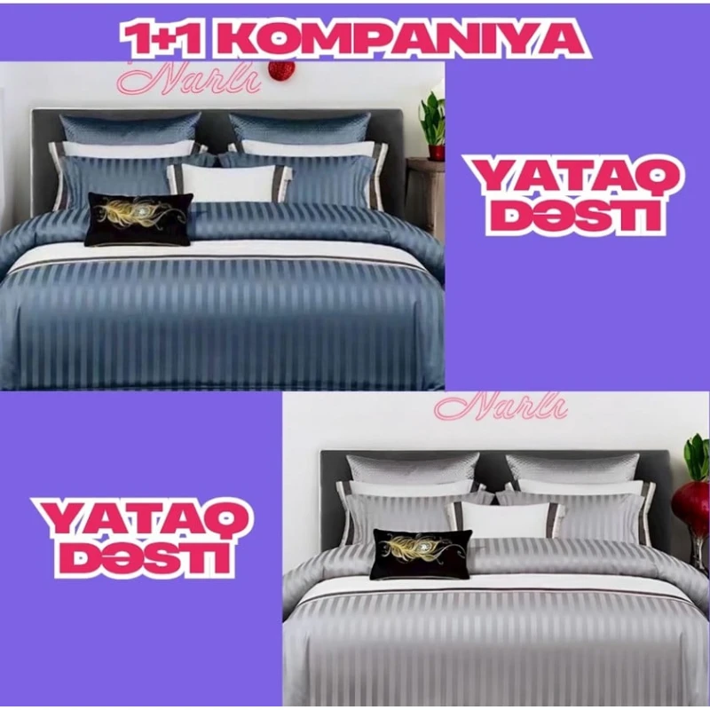 Комплект постельного белья Narlı DD-005, простыня 230х250 см, пододеяльник 200x230 см, наволочки 50x70 см 2 шт+Комплект постельного белья Narlı 000422, пододеяльник 200x230 см, простыня 230x250 см, наволочка 50х70 см, евро, сатин, серый Комплект постельного белья Narlı DD-005, простыня 230х250 см, пододеяльник 200x230 см, наволочки 50x70 см 2 шт+Комплект постельного белья Narlı 000422, пододеяльник 200x230 см, простыня 230x250 см, наволочка 50х70 см, евро, сатин, серый