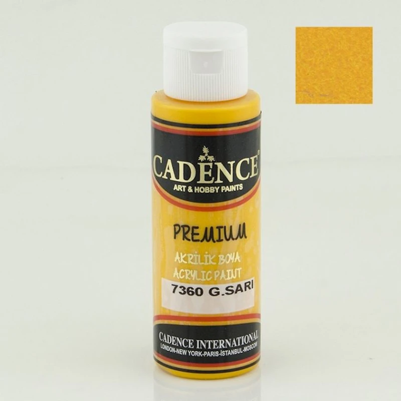 Декоративная акриловая краска Cadence Premium Acrylic Paint 7360 Sun Yellow, Солнечный желтый, 70 мл Декоративная акриловая краска Cadence Premium Acrylic Paint 7360 Sun Yellow, Солнечный желтый, 70 мл