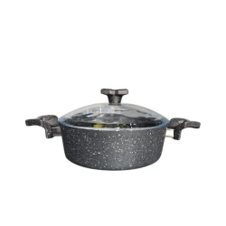 Кастрюля низкая Çırağan 5575, гранит, серая, 28 см