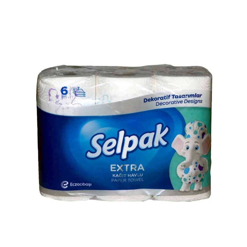 Mətbəx üçün salfet Selpak Extra, 6 rulon, 3 qatlı, ağ Mətbəx üçün salfet Selpak Extra, 6 rulon, 3 qatlı, ağ