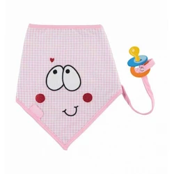 Слюнявчик с держателем для пустышки Babyjem, розовый