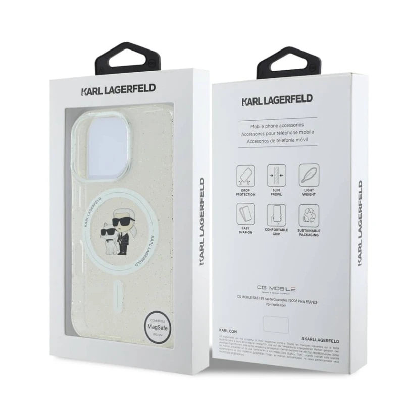 Чехол Karl Lagerfeld Magsafe Glitter Hard для Apple iPhone 16 Pro Max, Clear Чехол Karl Lagerfeld Magsafe Glitter Hard для Apple iPhone 16 Pro Max, Clear