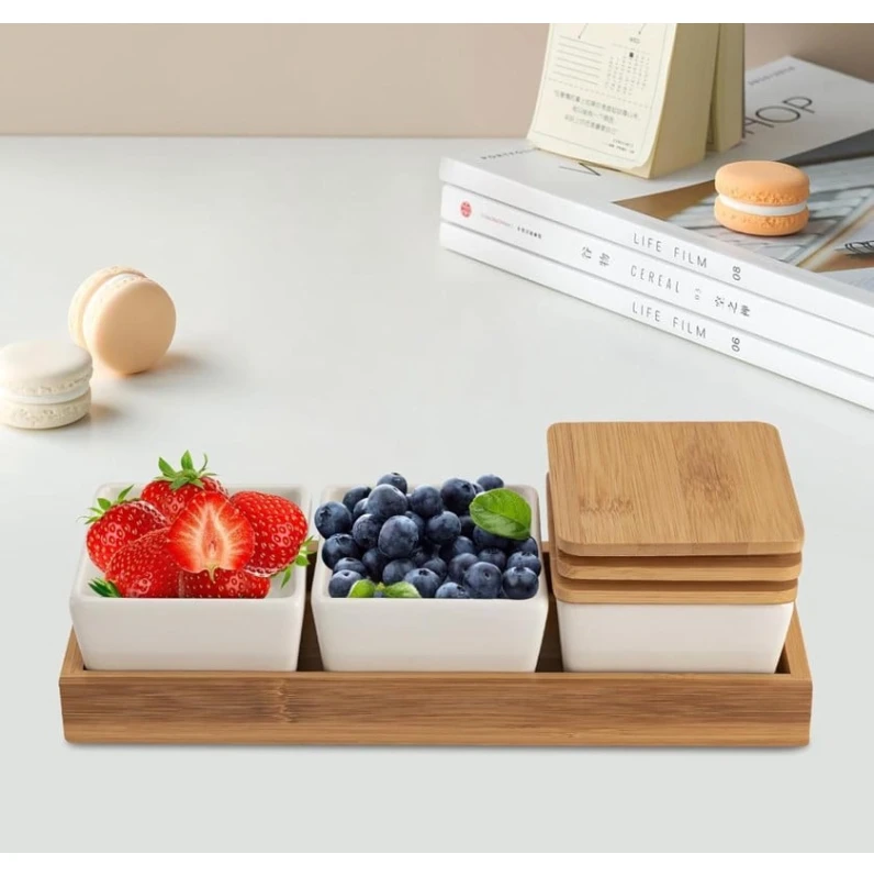 Çərəz qabı, bambuk/şüşə, ağ/qəhvəyi, 10x28 sm