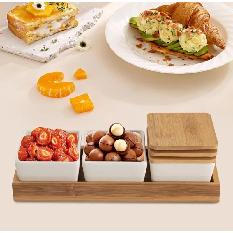 Çərəz qabı, bambuk/şüşə, ağ/qəhvəyi, 10x28 sm