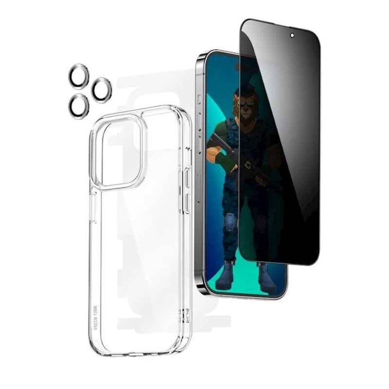 Чехол+стекло Green Lion 4-in-1 Protection Pack для Apple iPhone 14 Pro Max Transparent/Silver Чехол+стекло Green Lion 4-in-1 Protection Pack для Apple iPhone 14 Pro Max Transparent/Silver