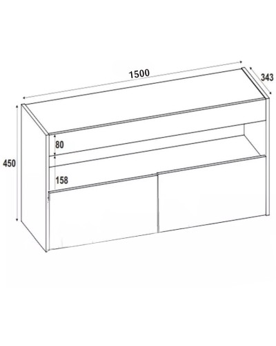 TV üçün tumba Ev Plus ev_13111210, LDSP, antrasit, 1500x450x340 mm