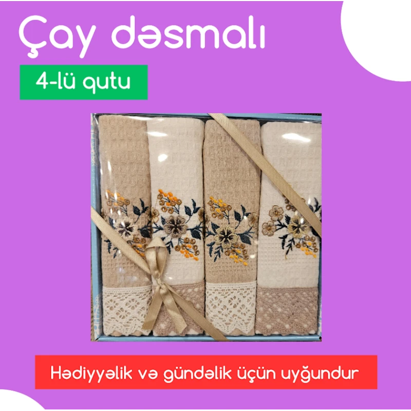 Dəsmal dəsti MiraNova 0052, 40x60 sm, pambıq, rəngbərəng, 4 əd