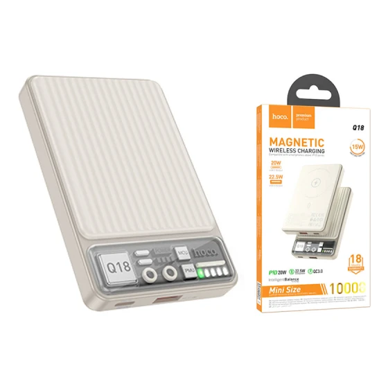 Внешний аккумулятор Hoco Q18 Wireless Charger 22.5W, 10000mAh White Внешний аккумулятор Hoco Q18 Wireless Charger 22.5W, 10000mAh White