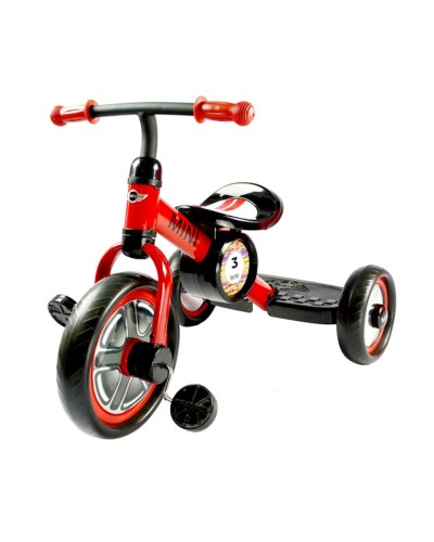 Üçtəkərli velosiped Rastar BMW Mini Cooper Tricycle Bike, 85.7х21.5х47.5 sm, 2-5 yaş, polad, qırmızı