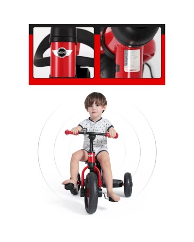 Üçtəkərli velosiped Rastar BMW Mini Cooper Tricycle Bike, 85.7х21.5х47.5 sm, 2-5 yaş, polad, qırmızı