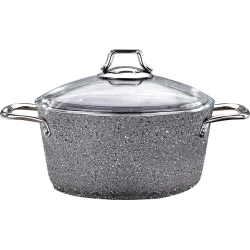 Кастрюля Shosman 4873, гранит, с крышкой, 26 см, серая