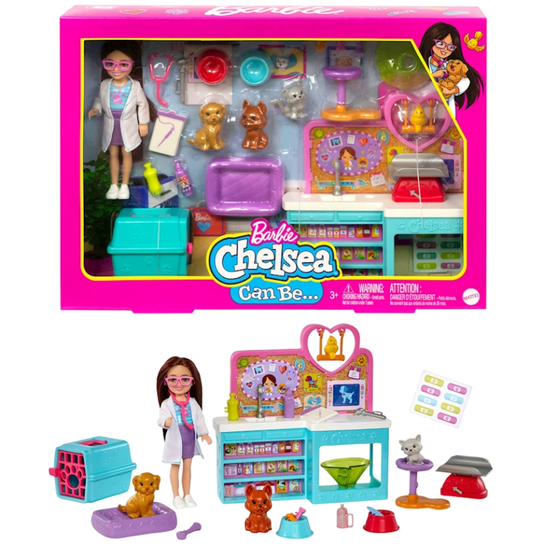 Игровой набор Mattel Barbie Chelsea Pet Vet Doll Playset HGT12, 15 см