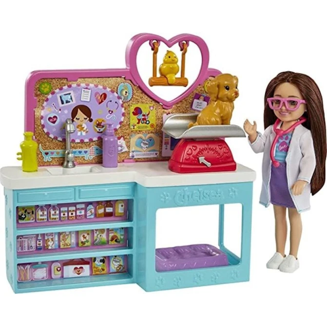 Игровой набор Mattel Barbie Chelsea Pet Vet Doll Playset HGT12, 15 см