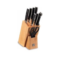 Bıçaq dəsti Korkmaz Multi Blade A550 altlıq ilə, 9 hissə, paslanmayan polad, gümüşü, qara