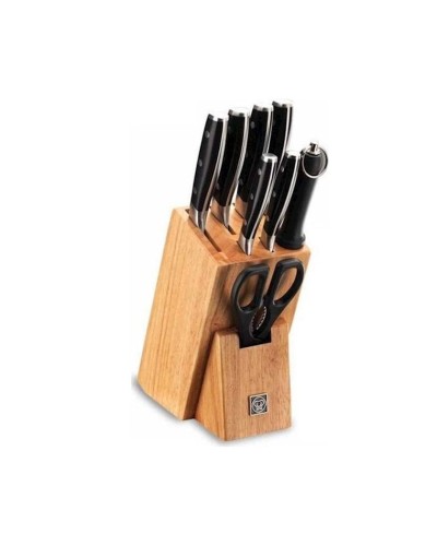 Bıçaq dəsti Korkmaz Multi Blade A550 altlıq ilə, 9 hissə, paslanmayan polad, gümüşü, qara