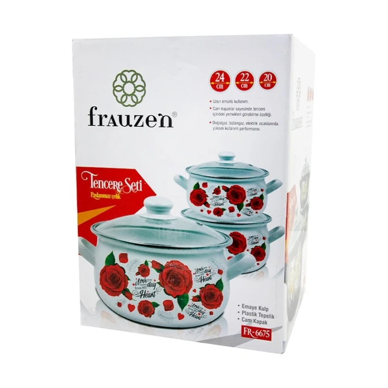 Набор кастрюль Frauzen FR-6675, белый, 3 предмета