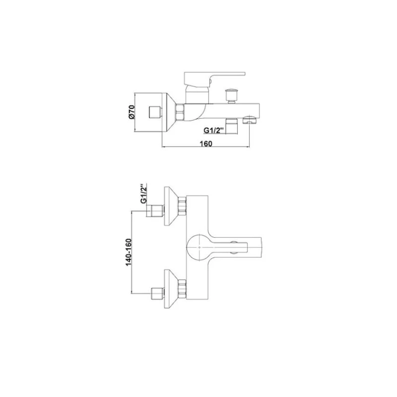 Смеситель для ванной GPD Solus MBB55 Chromic